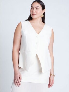 Eloquii Cream White Tailored Vest NWT Size 18 Fully Lined Career Wear Plus